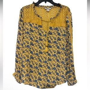 Bob Timberlake Golden Apricot Crochet India Inspired LS Blouse - Size S